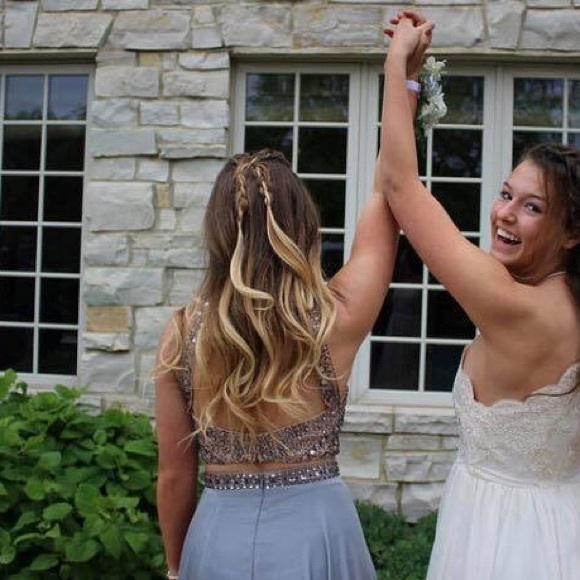 Size 2 long grey prom dress worn once. - Picture 3 of 6